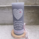 Gedenkkerze Trauerkerze rustic rustikal grau Hochzeit Hochzeitskerze Herzchen